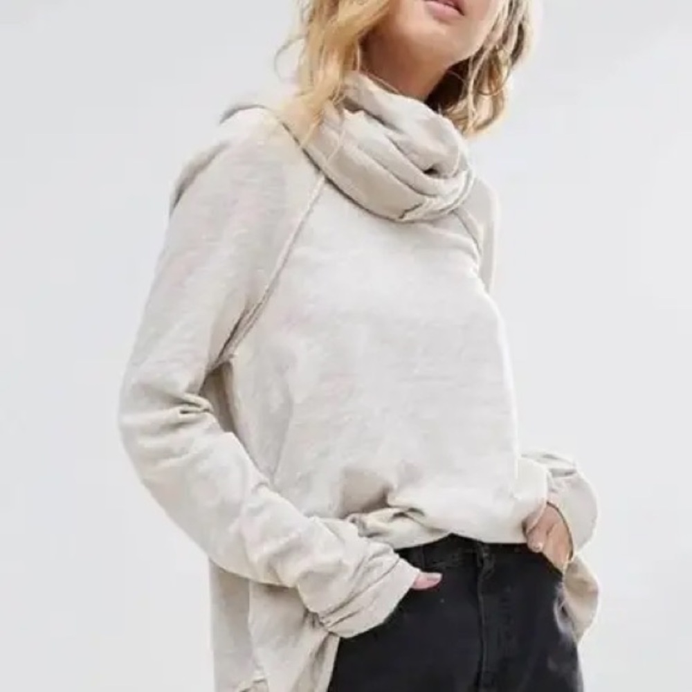 Free People Beach Cotton Cocoon Cowl Neck Pullover - Picture 2 of 10